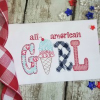 All American Girl 4th of July Applique Design